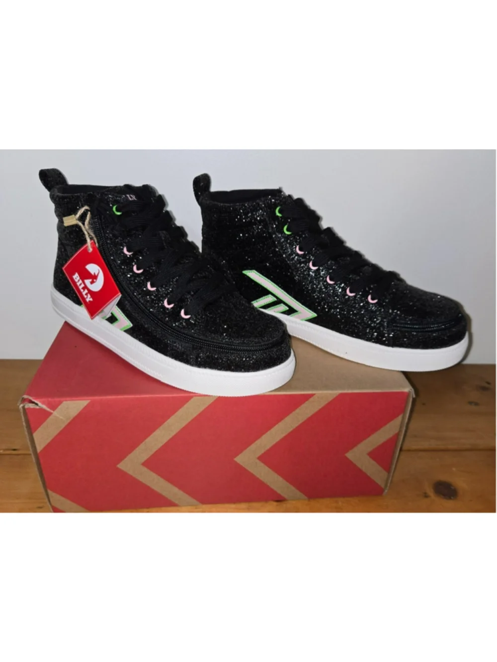 BILLY Footwear Wicked Black Glitz CS High Top Kids Shoes Size 7 M NEW